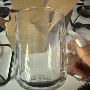 Two Nespresso Clear Glass Mugs with Handles